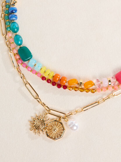 Chloe Beaded Layered Sun and Pearl Necklace - ALTAR'D STATE KIDS