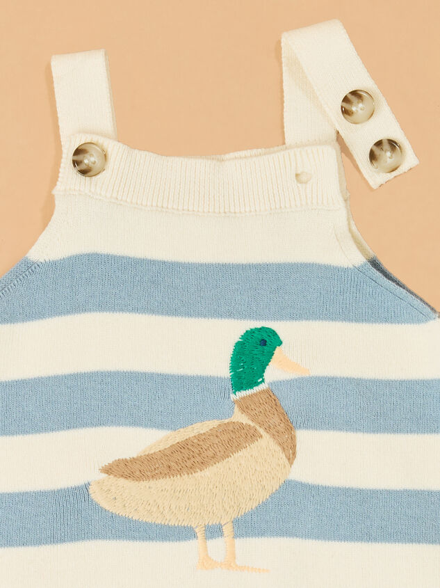 Duck Embroidered Stripe Shortall Detail 3 - AS Kids