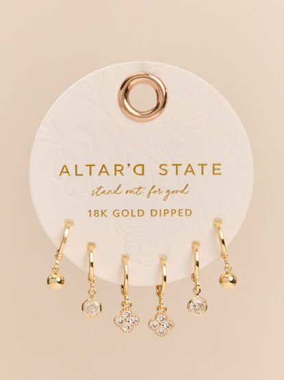 18K Gold Clover Mini Hoop Set - AS Kids