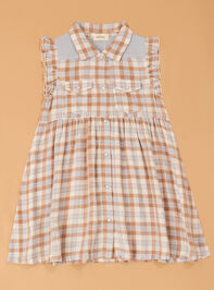 Western Plaid Snap Dress Detail 2 - AS Kids