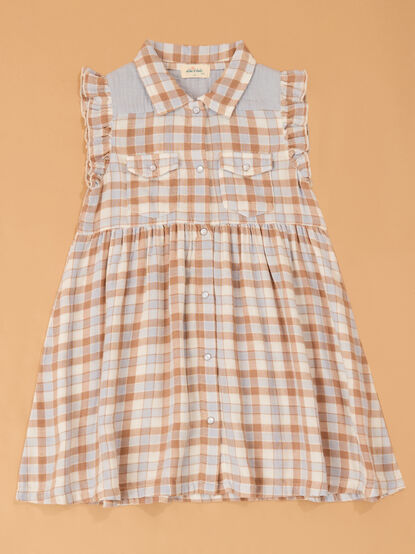 Western Plaid Snap Dress - AS Kids