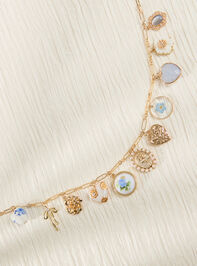 Antique Blue Floral Charm Necklace Detail 2 - ALTAR'D STATE KIDS