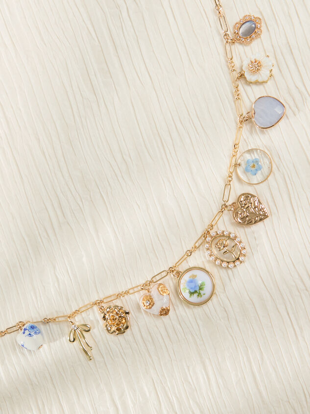 Antique Blue Floral Charm Necklace Detail 2 - ALTAR'D STATE KIDS