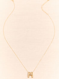 18k Gold M Bubble Monogram Necklace Detail 2 - AS Kids