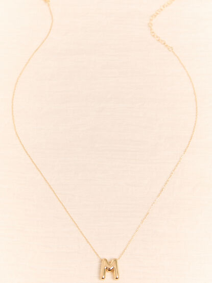 18k Gold M Bubble Monogram Necklace - AS Kids