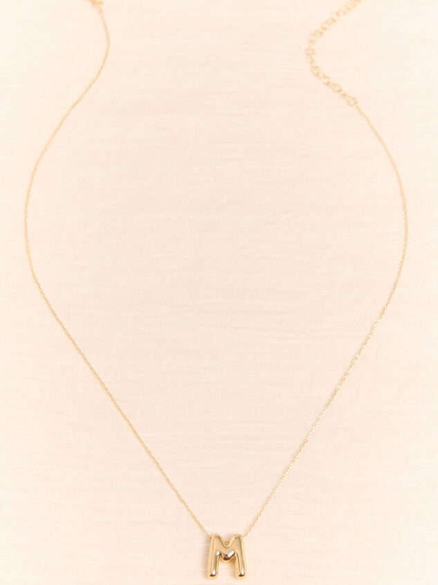 18k Gold M Bubble Monogram Necklace Detail 2 - AS Kids