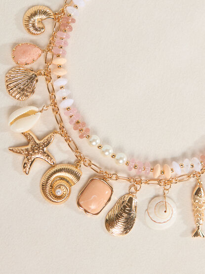 Two-Layer Beaded Shell Charm Necklace - ALTAR'D STATE KIDS