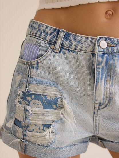 Carrie Patch Denim Shorts - ALTAR'D STATE KIDS