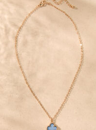 14K Gold Blue Clover Charm Necklace Detail 3 - AS Kids