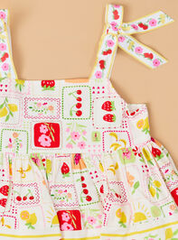 Morgan Fruit Print Toddler Dress Detail 2 - AS Kids
