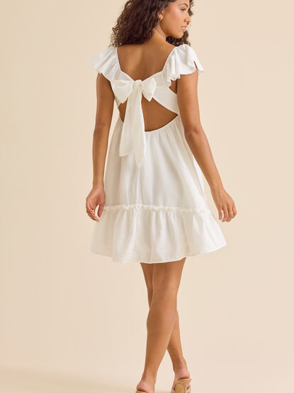 Gianna Flutter Sleeve Linen Tie Back Dress - ALTAR'D STATE KIDS