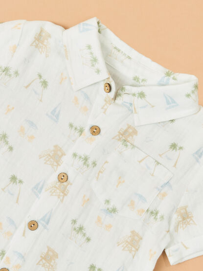 Vacay Beach Icon Button Up - ALTAR'D STATE KIDS