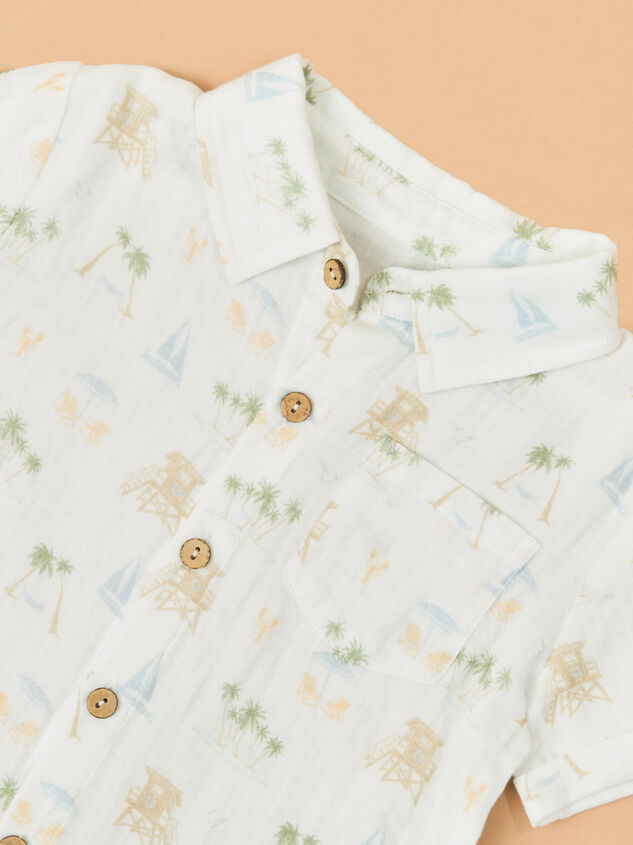 Vacay Beach Icon Button Up Detail 3 - AS Kids