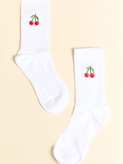Cherry Embroidered Crew Socks - ALTAR'D STATE KIDS