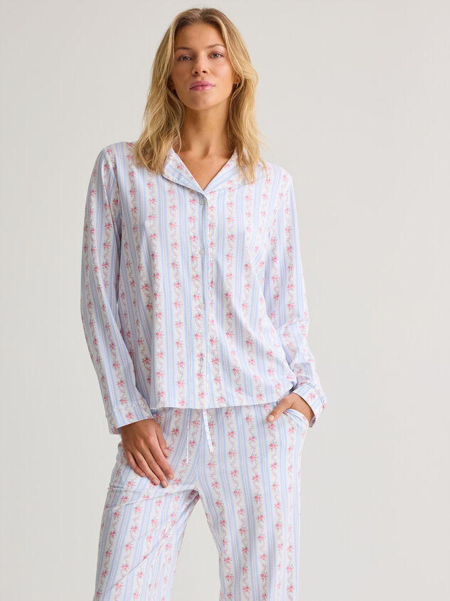 Anna Floral Striped Mama PJ Set Detail 4 - AS Kids