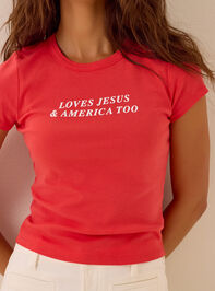 Loves Jesus & America Too Baby Tee Detail 2 - AS Kids