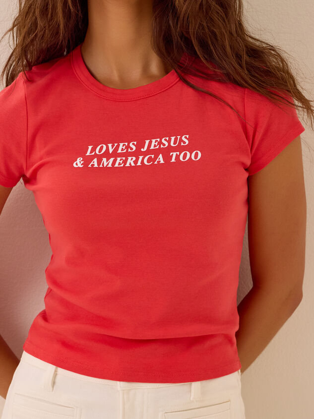 Loves Jesus & America Too Baby Tee Detail 2 - AS Kids