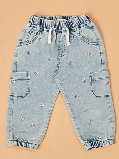 Sally Bow Denim Joggers - AS Kids