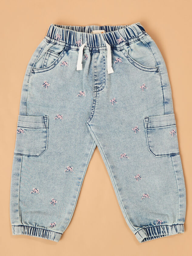 Sally Bow Denim Joggers - AS Kids