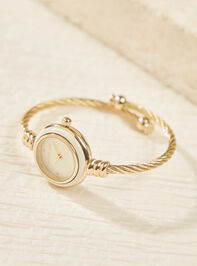 White Enamel Twisted Cuff Round Face Watch Detail 2 - ALTAR'D STATE KIDS