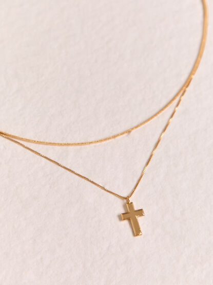 18K Gold Layered Faith Cross Necklace - AS Kids