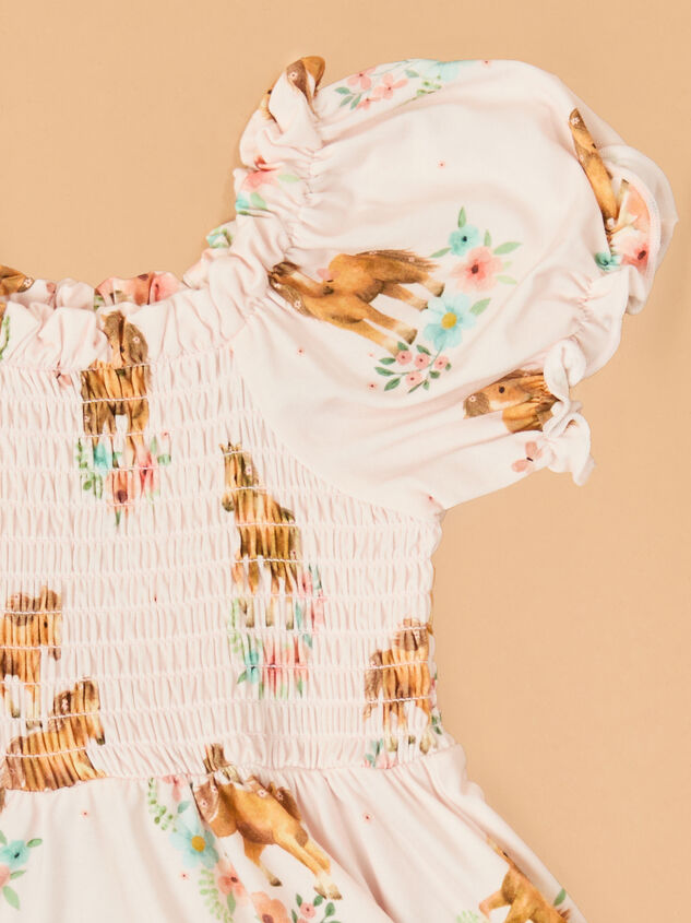 Penelope Pink Pony Smocked Twirl Dress Detail 2 - ALTAR'D STATE KIDS