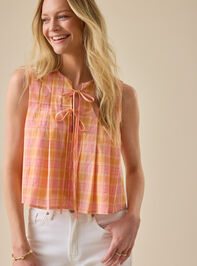 Kylie Plaid Tie Front Top Detail 2 - ALTAR'D STATE KIDS