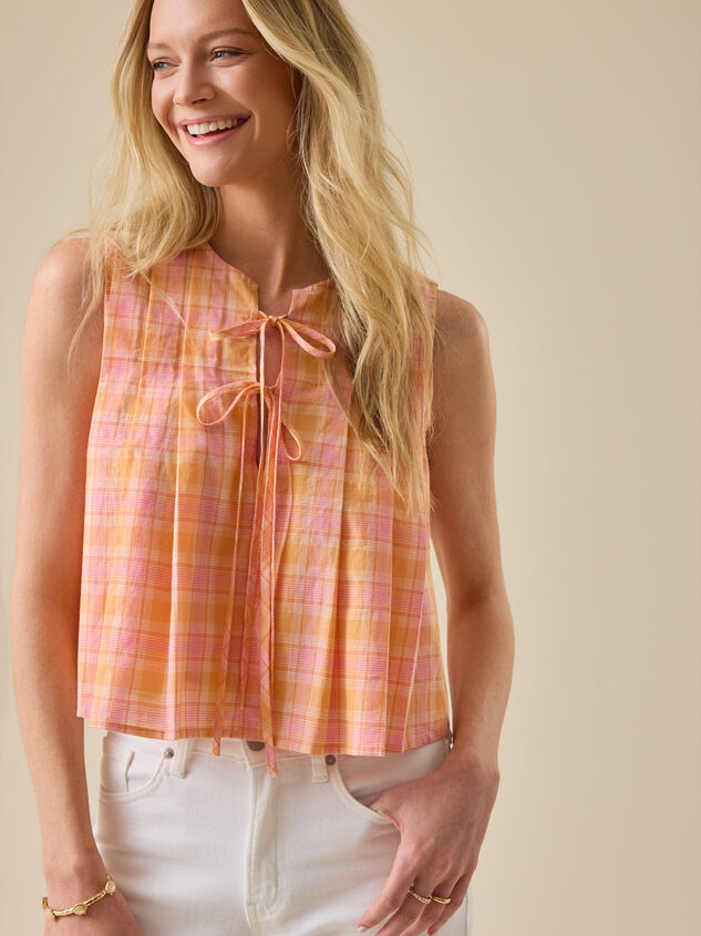 Kylie Plaid Tie Front Top Detail 2 - ALTAR'D STATE KIDS