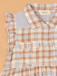 Western Plaid Snap Dress Detail 3 - AS Kids
