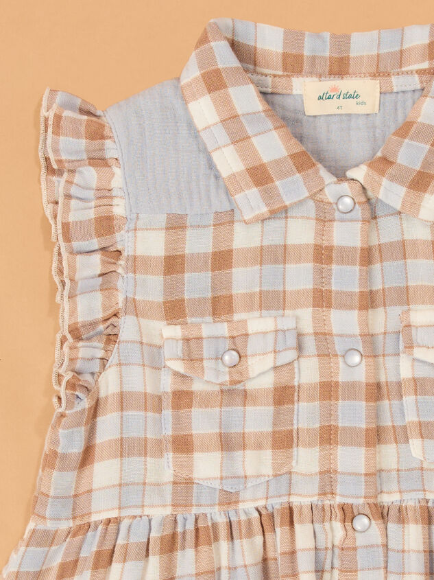 Western Plaid Snap Dress Detail 3 - AS Kids