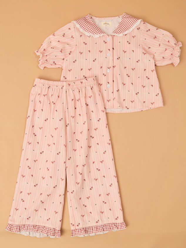Emma Floral Peter Pan Collar Pajama Set Detail 4 - AS Kids