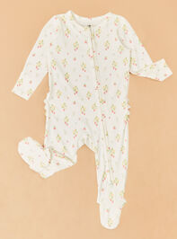 Sadie Strawberries Ruffle Footie Detail 2 - ALTAR'D STATE KIDS