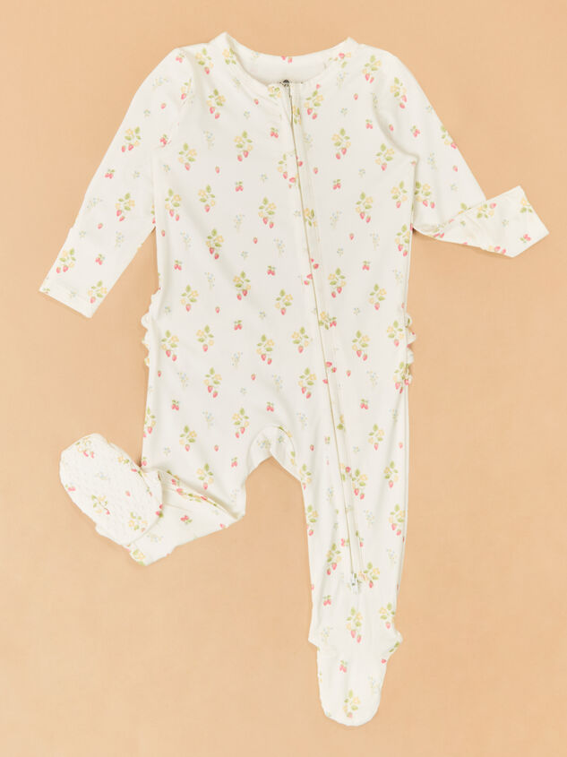 Sadie Strawberries Ruffle Footie Detail 2 - ALTAR'D STATE KIDS