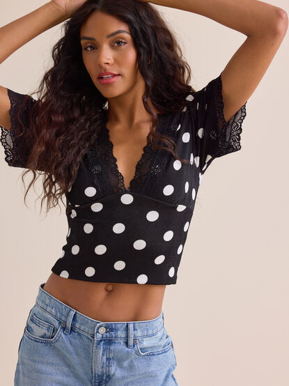 Maryam Lace Trim Dot Top - ALTAR'D STATE KIDS