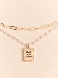 God Is In Control Layered Pearl Cross Necklace Detail 2 - AS Kids