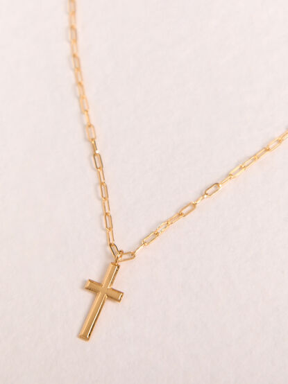 18K Gold Link Cross Necklace - AS Kids