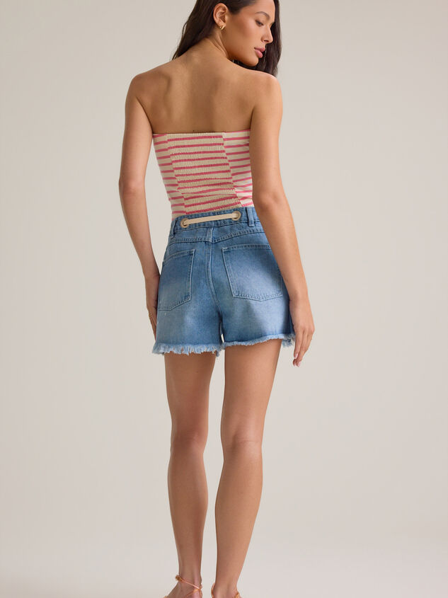 Kenzy Tie Waist Denim Shorts Detail 6 - AS Kids