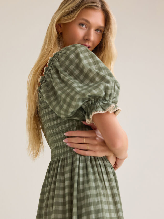 Haven Gingham Midi Mama Dress Detail 4 - AS Kids