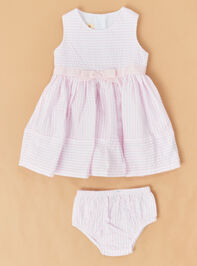 Bunny Seersucker Stripes Baby Cardigan Dress Detail 3 - ALTAR'D STATE KIDS