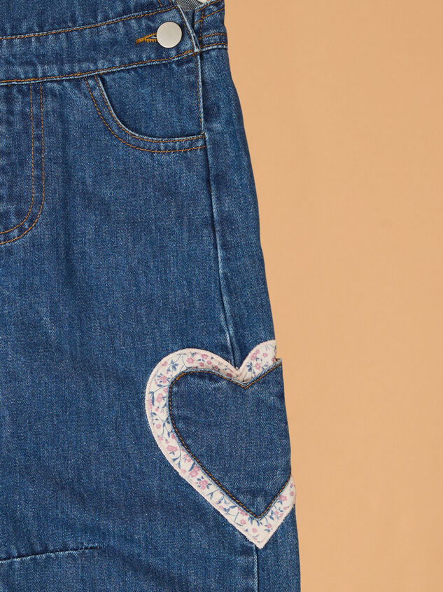 Reagan Heart Denim Overalls Detail 5 - AS Kids