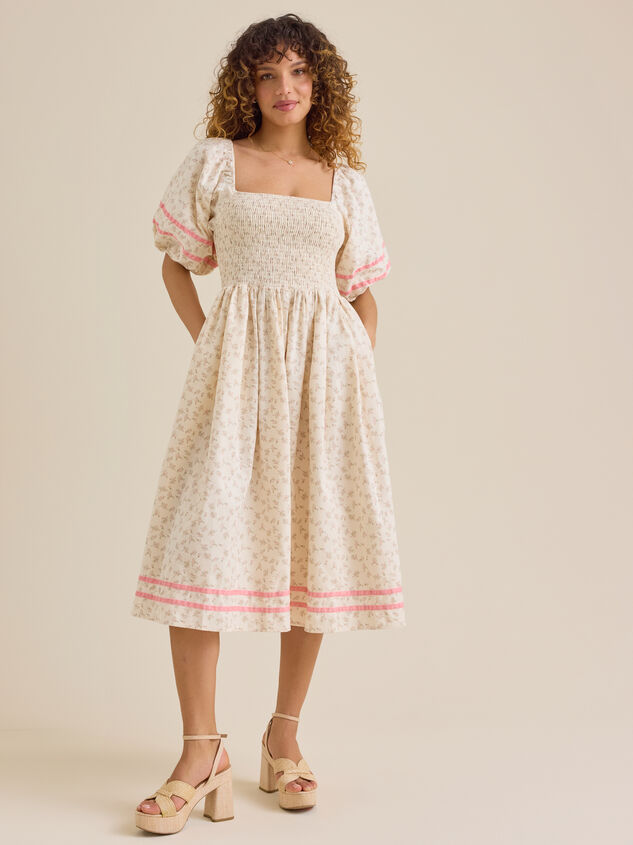 Ella Velvet Trim Floral Mama Dress Detail 2 - ALTAR'D STATE KIDS