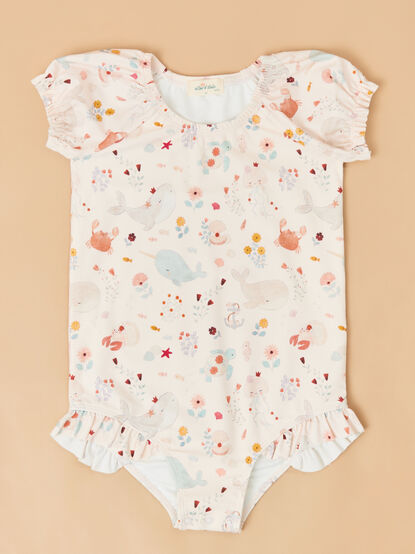 Sea Creature Puff Sleeve One Piece Swimsuit - ALTAR'D STATE KIDS