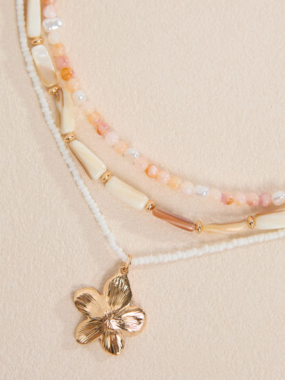 Three-Layer Hibiscus Beaded Necklace - AS Kids