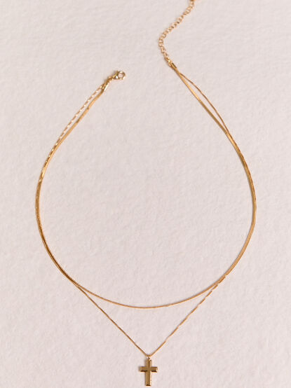 18K Gold Layered Faith Cross Necklace - AS Kids
