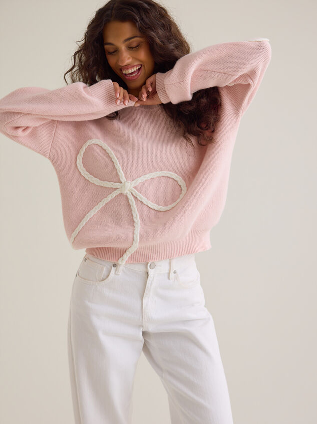 Briar Braided Bow Mama Sweater Detail 2 - AS Kids