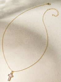 18K Gold Mother Of Pearl Cross Necklace Detail 2 - ALTAR'D STATE KIDS