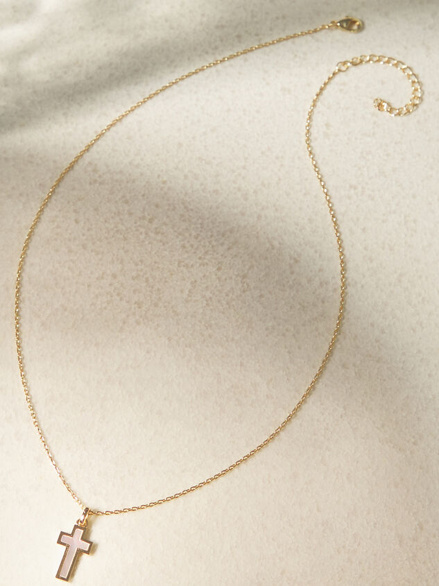 18K Gold Mother Of Pearl Cross Necklace Detail 2 - ALTAR'D STATE KIDS