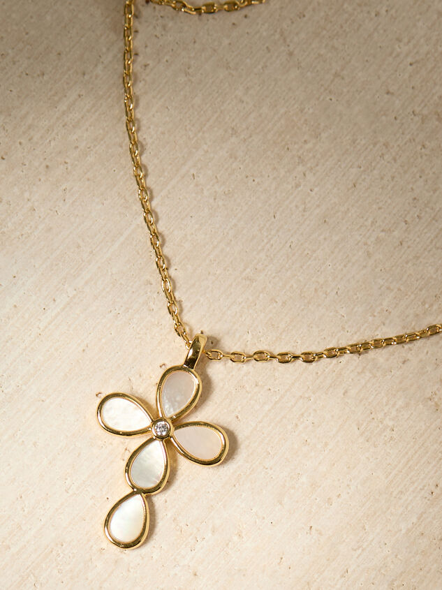 18K Gold Teardrop Cross Necklace Detail 2 - ALTAR'D STATE KIDS