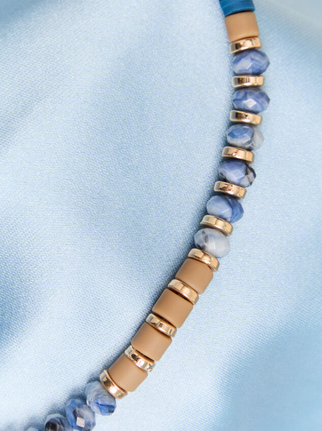 Marble Blue & Gold Beaded Statement Necklace Detail 3 - AS Kids