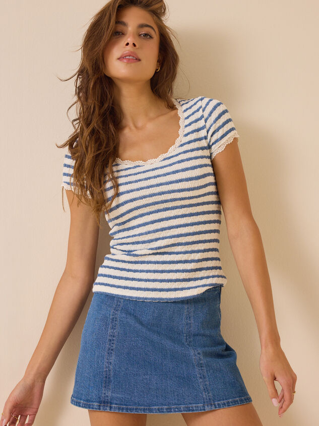 Shivani Striped Lace Trim Tee - ALTAR'D STATE KIDS